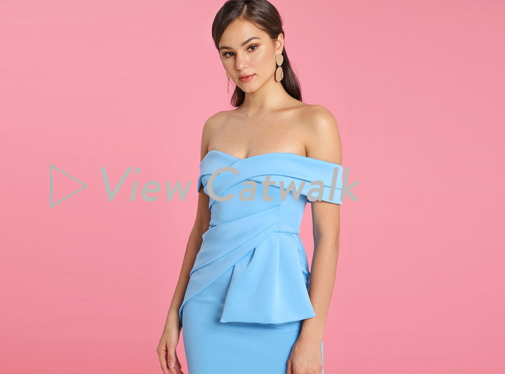 Bardot Fold Wrap Front Midi Pencil Dress - Blue