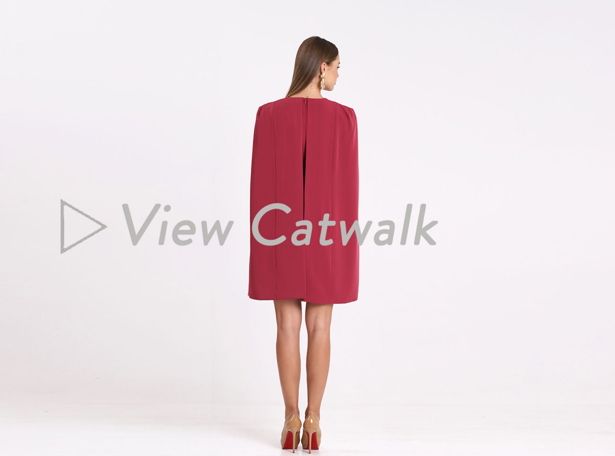 fitted cape mini dress in rose