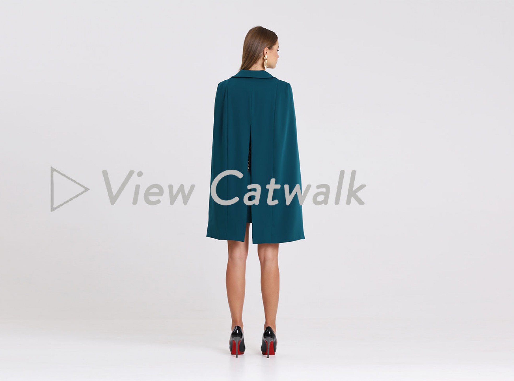 Fitted Tuxedo Cape Mini Dress in Forest Green