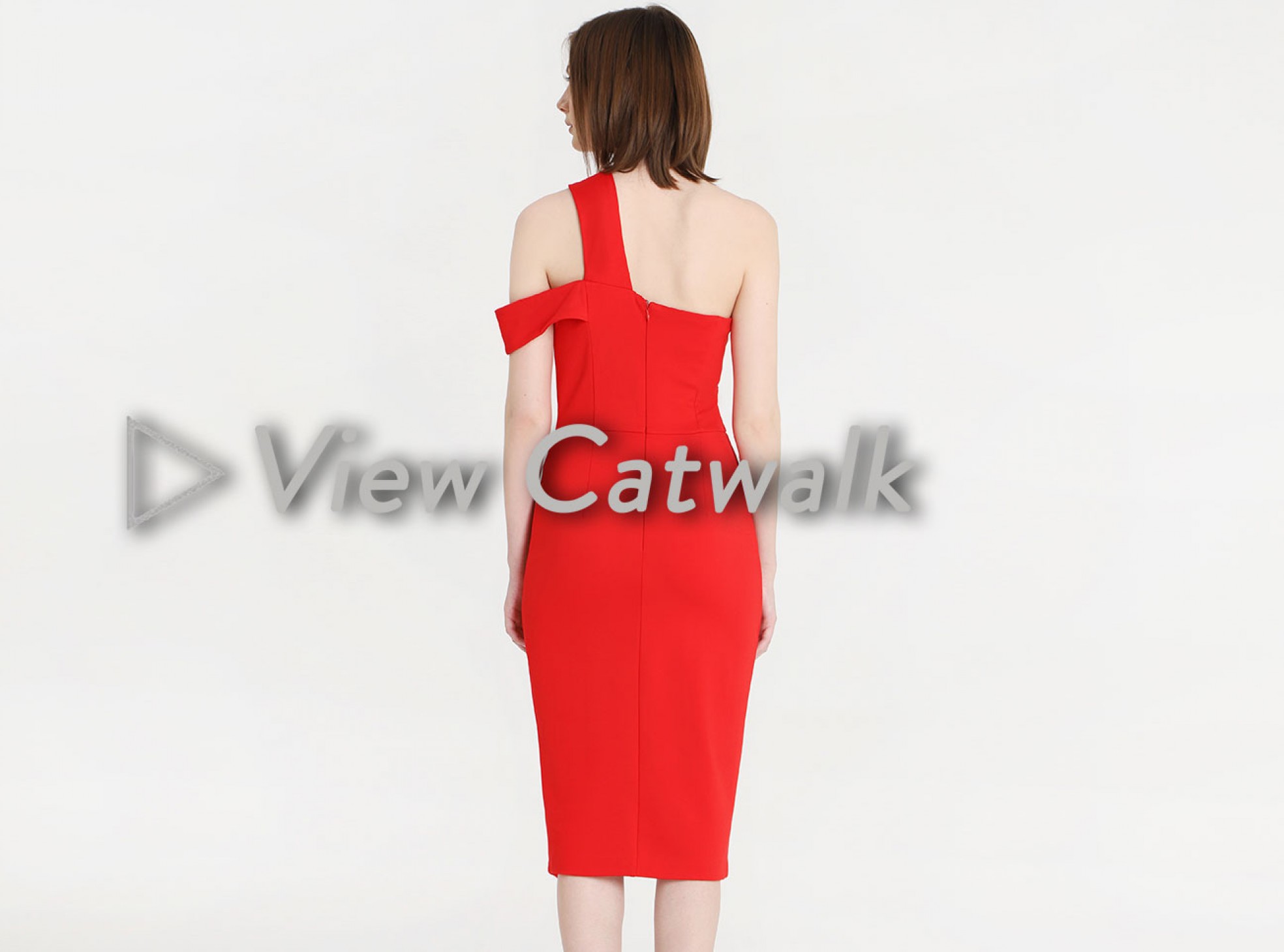 ONE SHOULDER MIDI DRESS IN RED