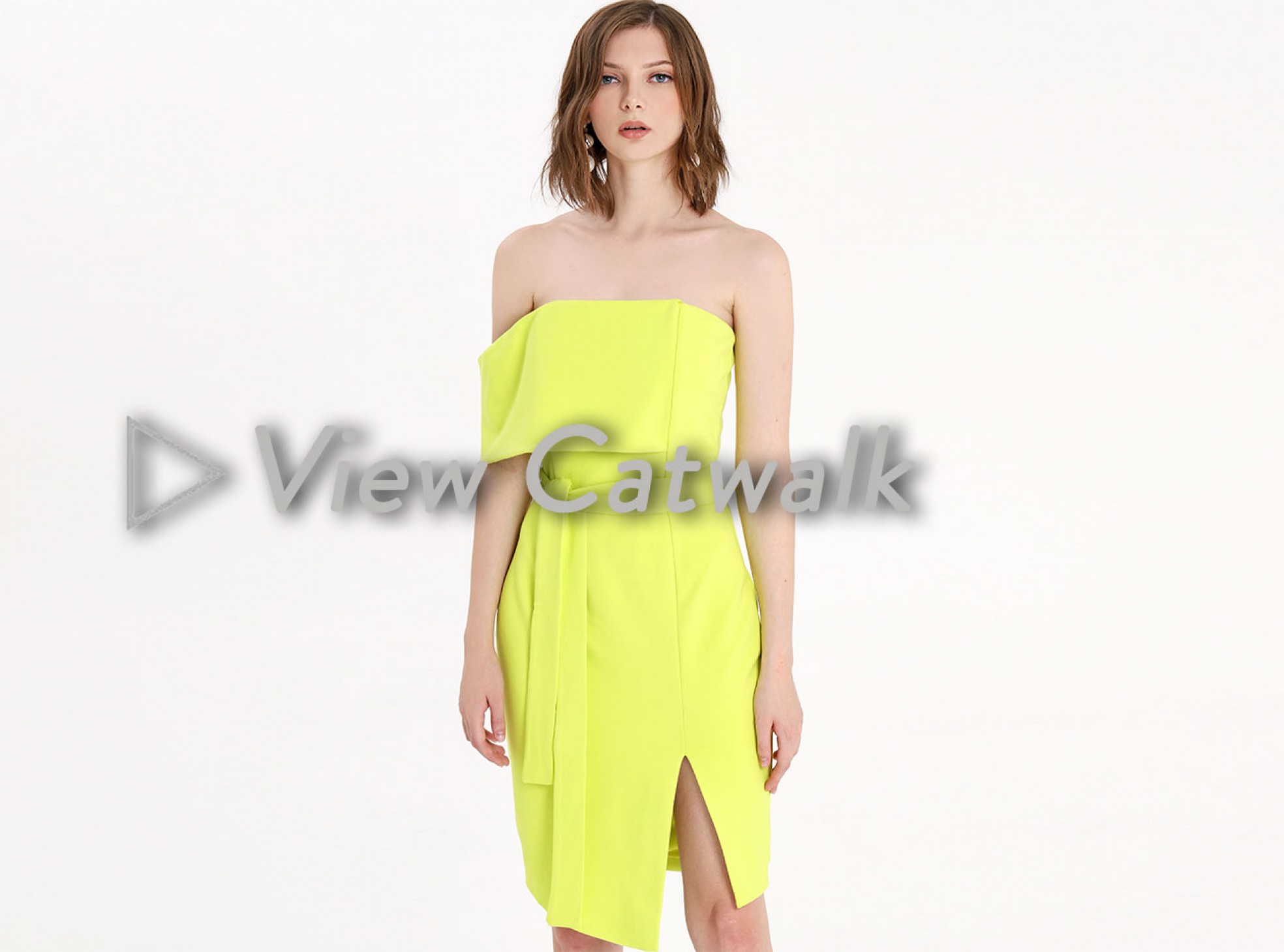 ponte asymmetric bandeau mini in lime