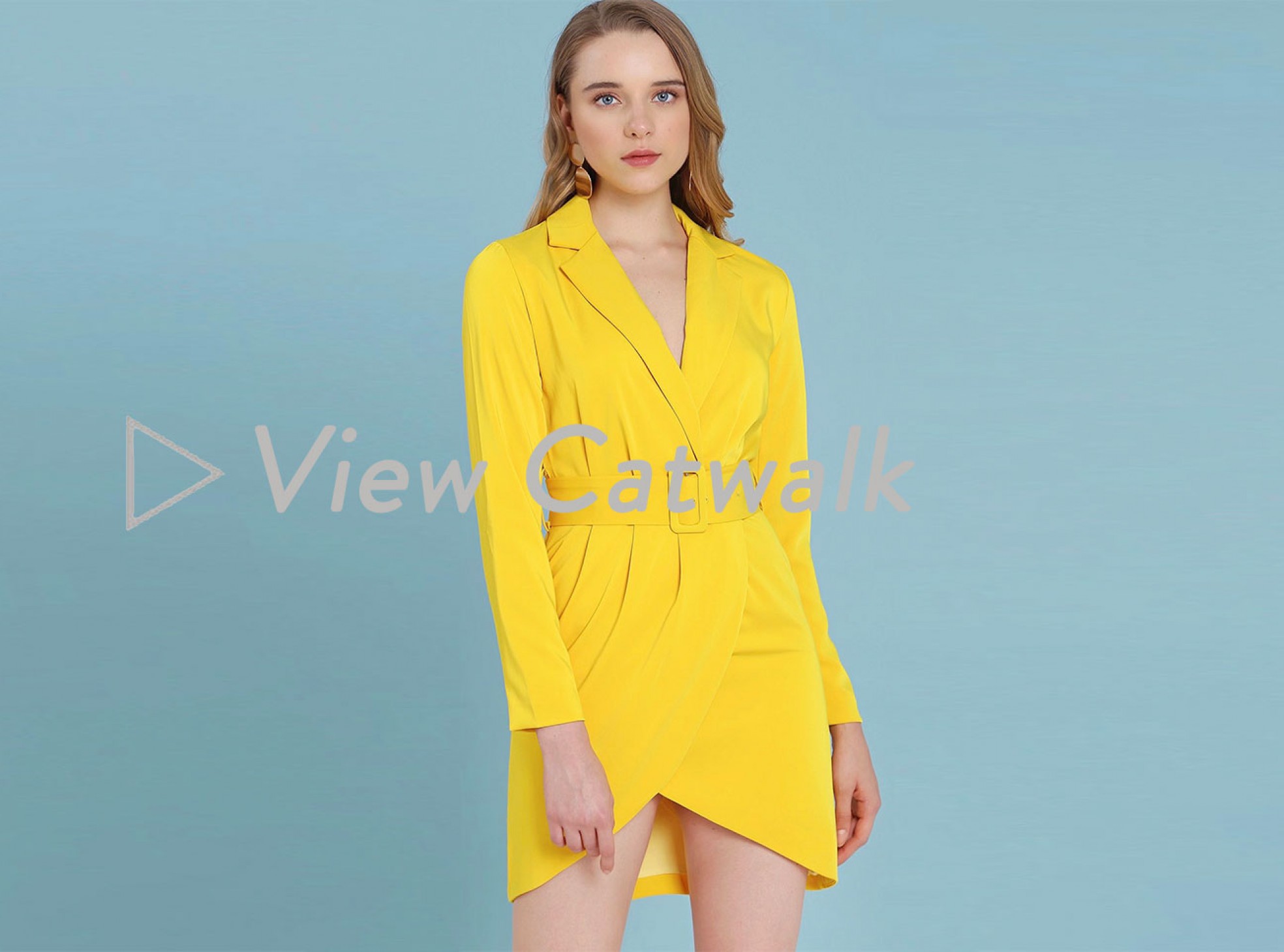 tailored wrap mini dress in sunshine yellow
